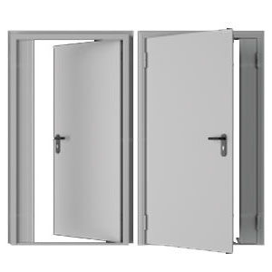 Дверь DoorHan/1550/2050/Техническая/двухств./глухая/глад./глад./RAL7035/лев./угл. рама, DTG/1550/2050/7035/L/N